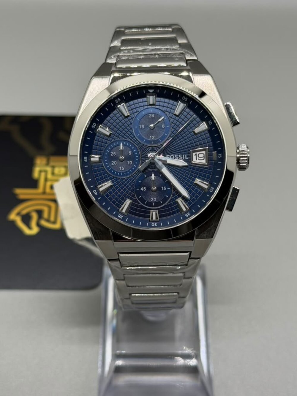 Fossil FS5795 Everett Chronograph Blue Dial Stainless Steel Watch | Brand New |